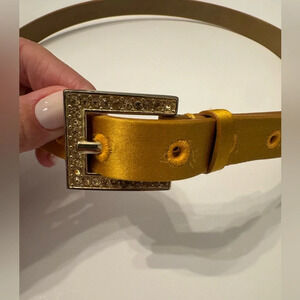 Talbots S Gold Cotton / Silk Lined Belt EUC